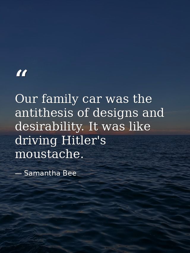 Our family car was the antithesis of designs and desirability. It was like driving Hitler's moustache. — Samantha Bee