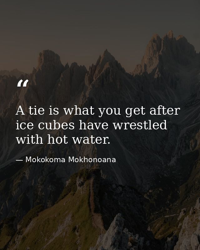 A tie is what you get after ice cubes have wrestled with hot water. — Mokokoma Mokhonoana