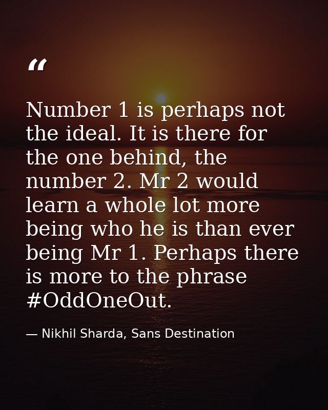 Number 1 is perhaps not the ideal. It is there for the one behind, the number 2. Mr 2 would learn a whole lot more being — Nikhil Sharda, Sans Destination