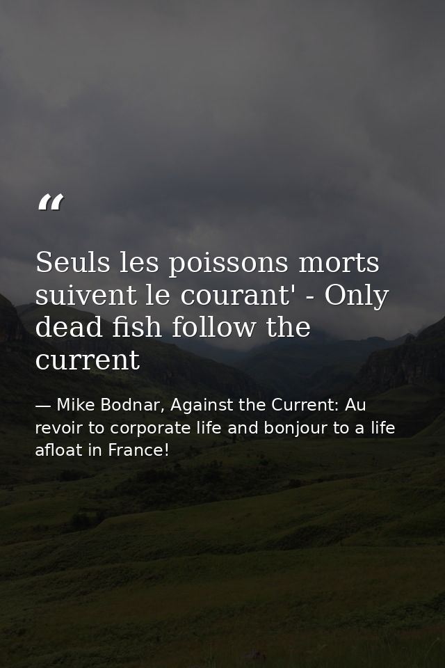 Seuls les poissons morts suivent le courant' - Only dead fish follow the current — Mike Bodnar, Against the Current: Au revoir to corporate life and bonjour to a life afloat in France!