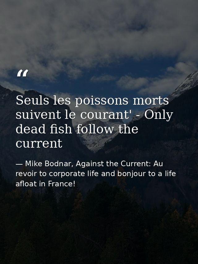Seuls les poissons morts suivent le courant' - Only dead fish follow the current — Mike Bodnar, Against the Current: Au revoir to corporate life and bonjour to a life afloat in France!
