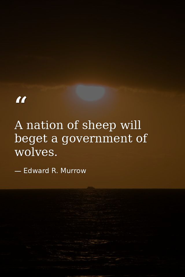 A nation of sheep will beget a government of wolves. — Edward R. Murrow