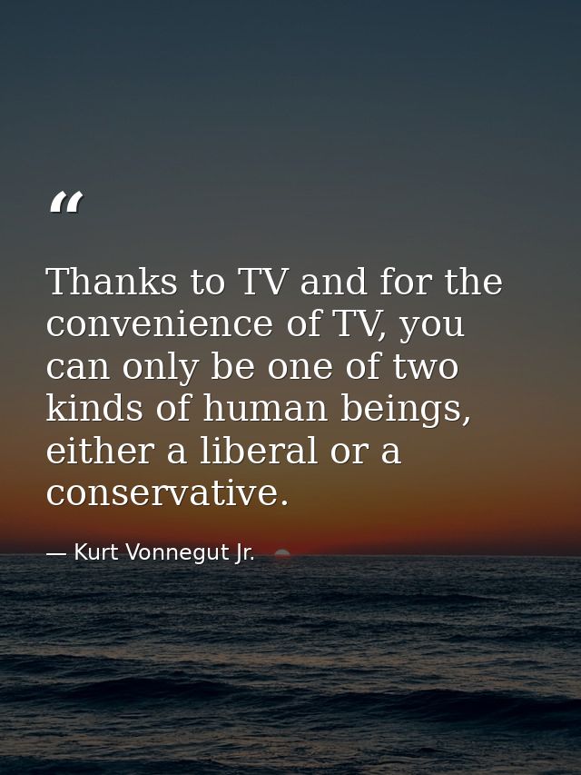 Thanks to TV and for the convenience of TV, you can only be one of two kinds of human beings, either a liberal or a cons — Kurt Vonnegut Jr.