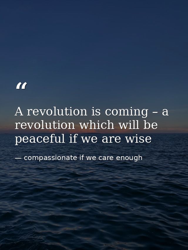 A revolution is coming – a revolution which will be peaceful if we are wise — compassionate if we care enough
