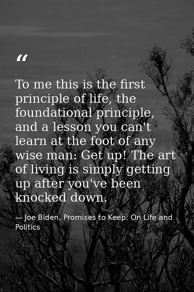 To me this is the first principle of life, the foundational principle, and a lesson you can't learn at the foot of any w — Joe Biden, Promises to Keep: On Life and Politics