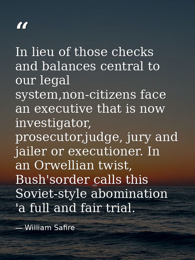 In lieu of those checks and balances central to our legal system,non-citizens face an executive that is now investigator — William Safire