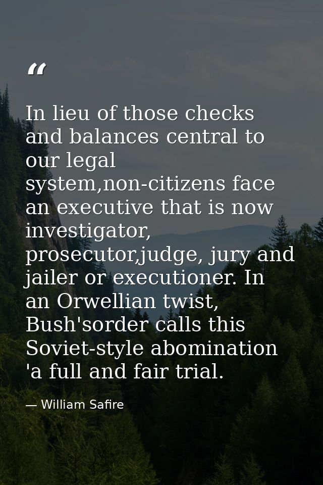 In lieu of those checks and balances central to our legal system,non-citizens face an executive that is now investigator — William Safire