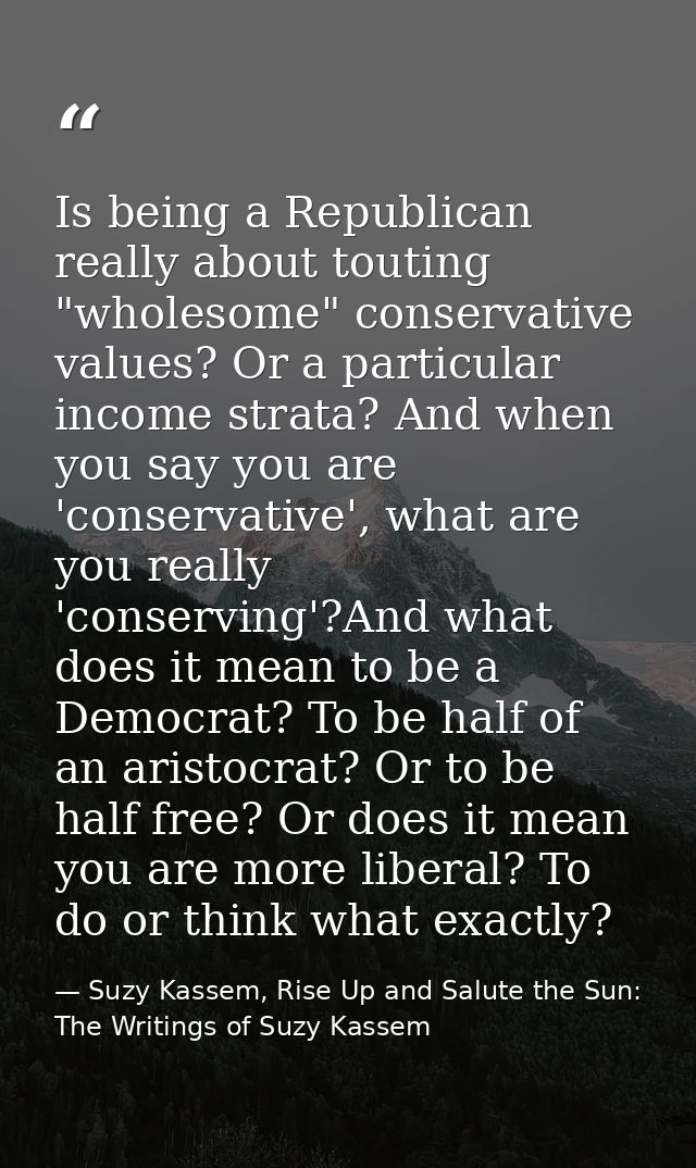Is being a Republican really about touting "wholesome" conservative values? Or a particular income strata? And when you  — Suzy Kassem, Rise Up and Salute the Sun: The Writings of Suzy Kassem