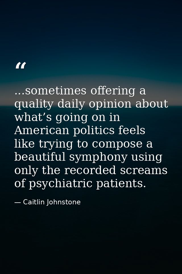 ...sometimes offering a quality daily opinion about what’s going on in American politics feels like trying to compose a  — Caitlin Johnstone