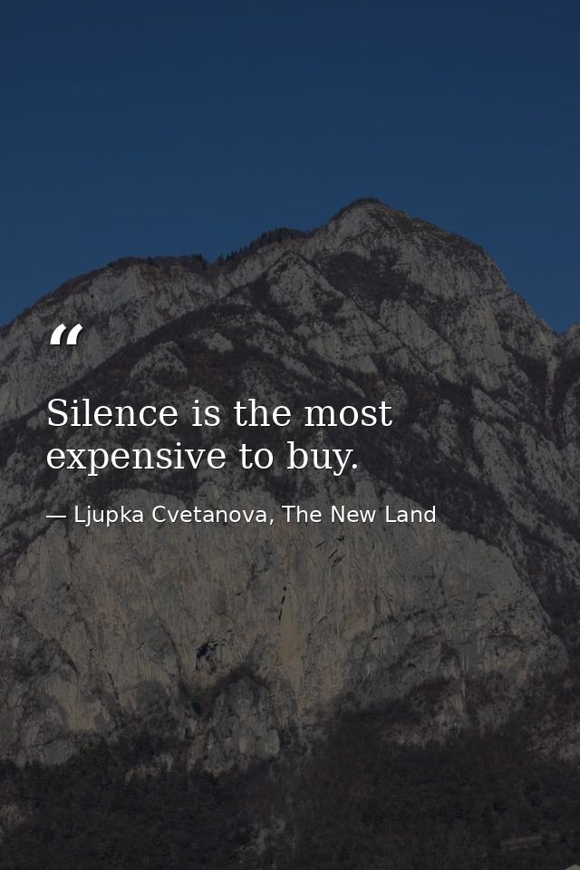 Silence is the most expensive to buy. — Ljupka Cvetanova, The New Land