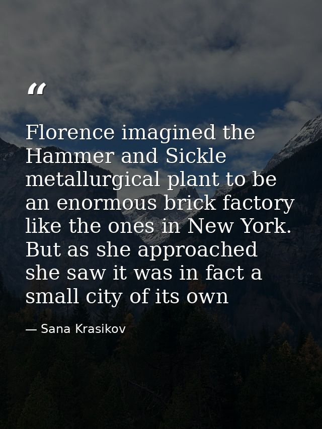 Florence imagined the Hammer and Sickle metallurgical plant to be an enormous brick factory like the ones in New York. B — Sana Krasikov