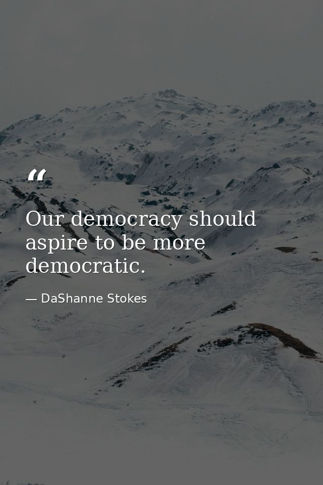 Our democracy should aspire to be more democratic. — DaShanne Stokes