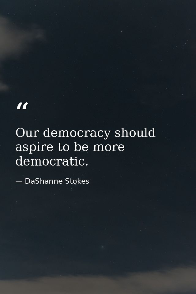 Our democracy should aspire to be more democratic. — DaShanne Stokes