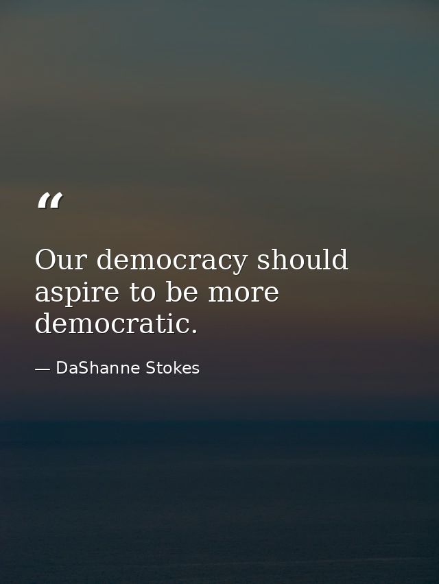 Our democracy should aspire to be more democratic. — DaShanne Stokes