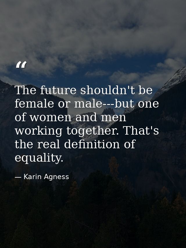 The future shouldn't be female or male---but one of women and men working together. That's the real definition of equali — Karin Agness