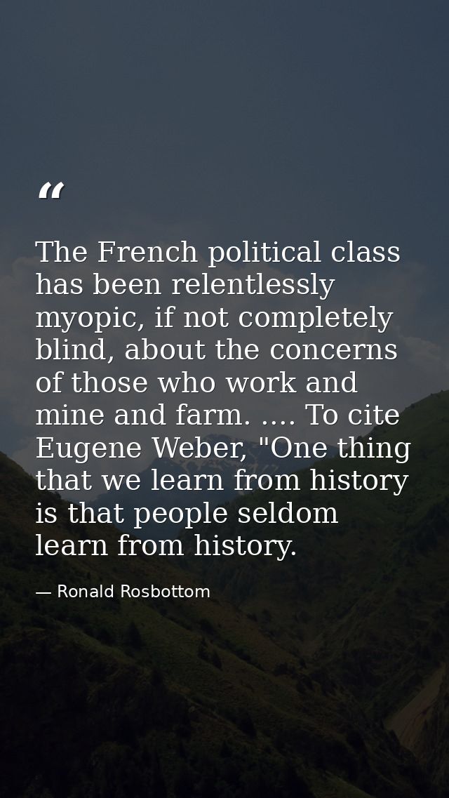 The French political class has been relentlessly myopic, if not completely blind, about the concerns of those who work a — Ronald Rosbottom