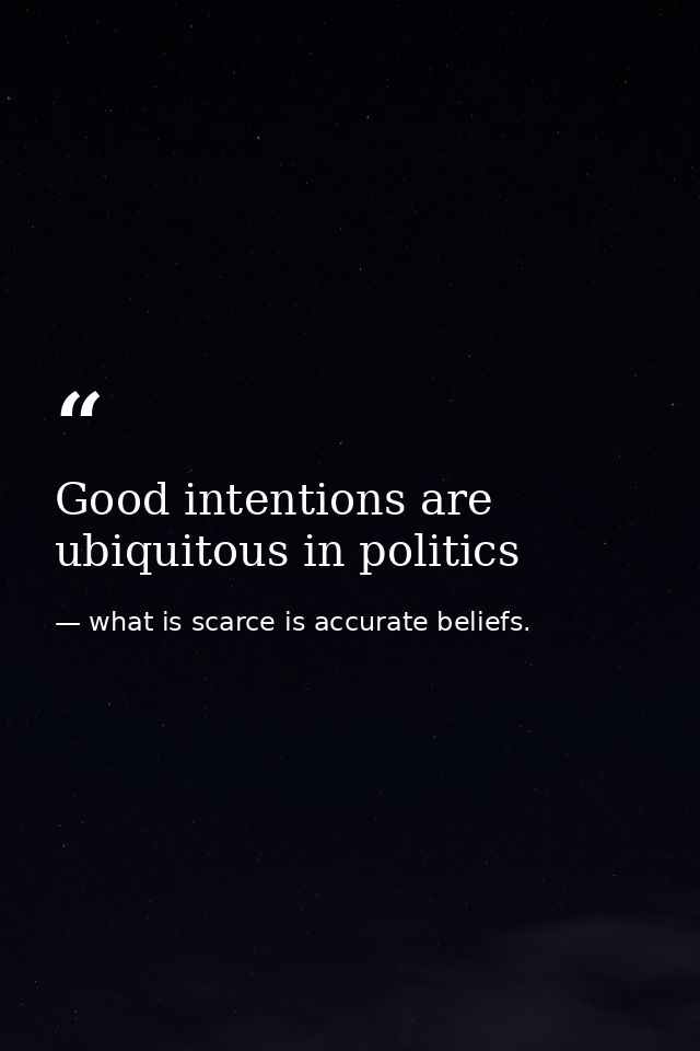 Good intentions are ubiquitous in politics — what is scarce is accurate beliefs.