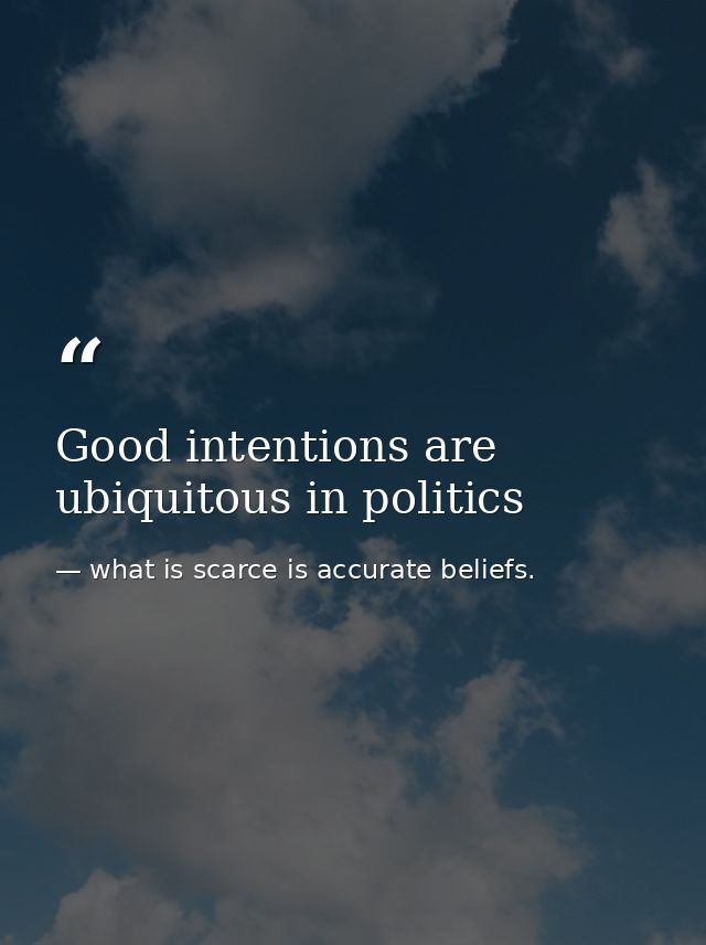 Good intentions are ubiquitous in politics — what is scarce is accurate beliefs.