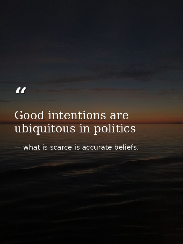 Good intentions are ubiquitous in politics — what is scarce is accurate beliefs.