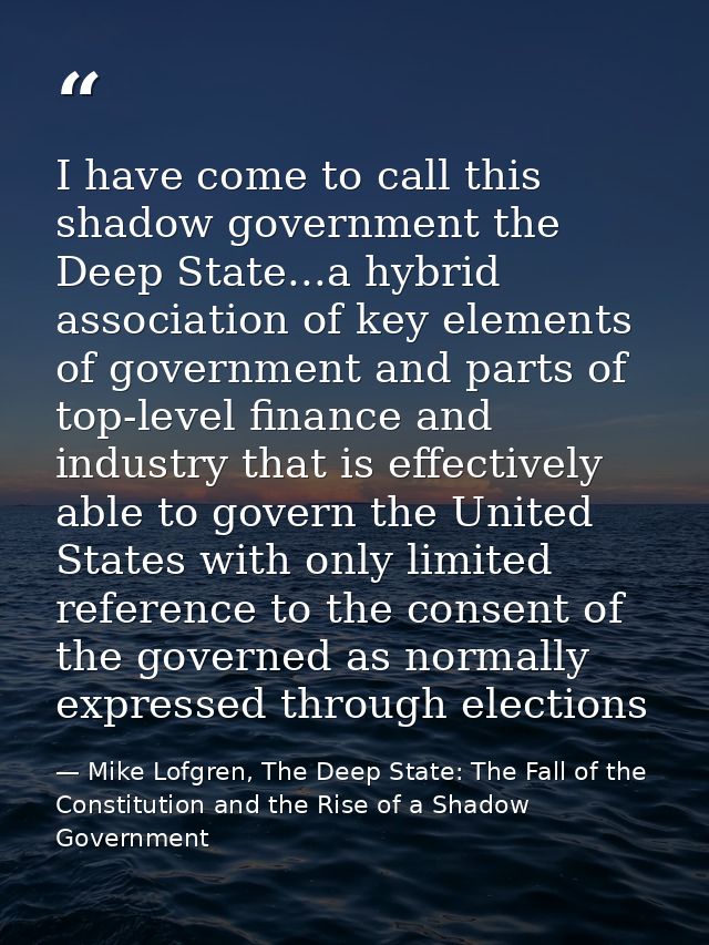 I have come to call this shadow government the Deep State...a hybrid association of key elements of government and parts — Mike Lofgren, The Deep State: The Fall of the Constitution and the Rise of a Shadow Government