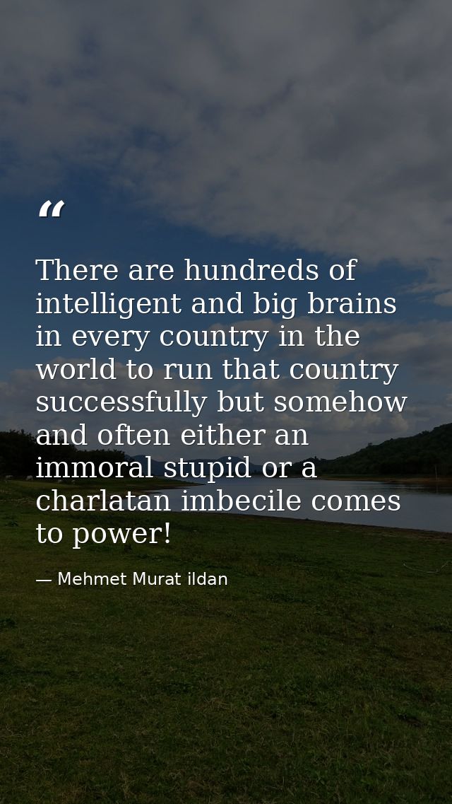 There are hundreds of intelligent and big brains in every country in the world to run that country successfully but some — Mehmet Murat ildan