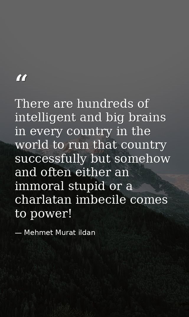 There are hundreds of intelligent and big brains in every country in the world to run that country successfully but some — Mehmet Murat ildan