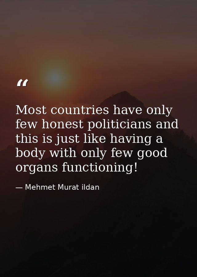 Most countries have only few honest politicians and this is just like having a body with only few good organs functionin — Mehmet Murat ildan