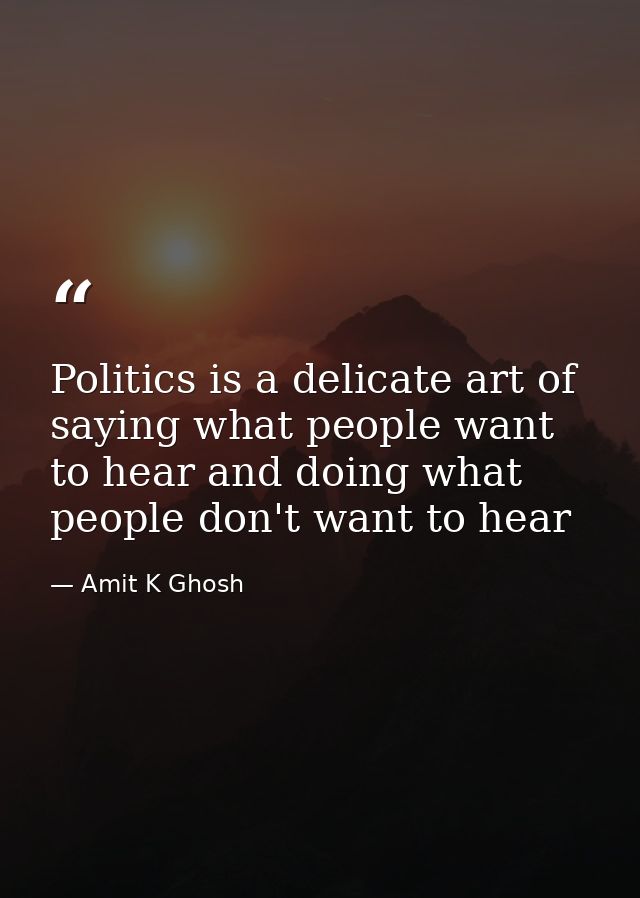 Politics is a delicate art of saying what people want to hear and doing what people don't want to hear — Amit K Ghosh