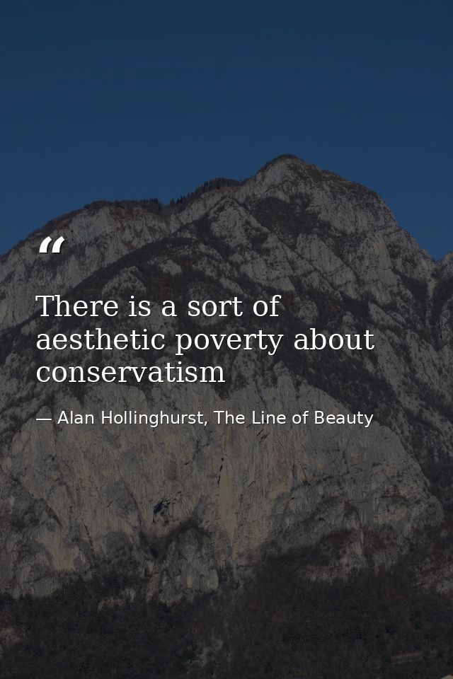 There is a sort of aesthetic poverty about conservatism — Alan Hollinghurst, The Line of Beauty