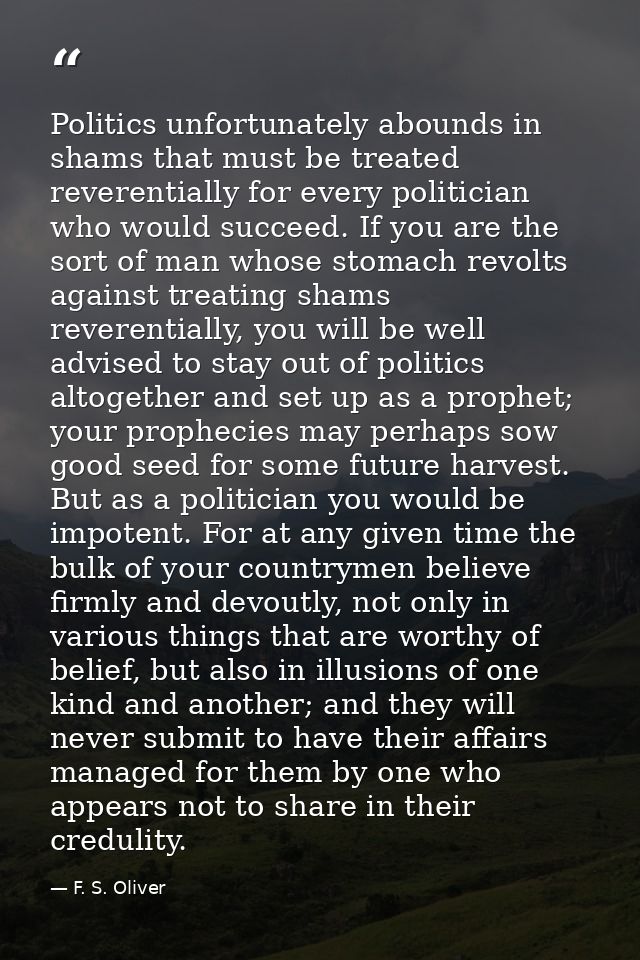 Politics unfortunately abounds in shams that must be treated reverentially for every politician who would succeed. If yo — F. S. Oliver