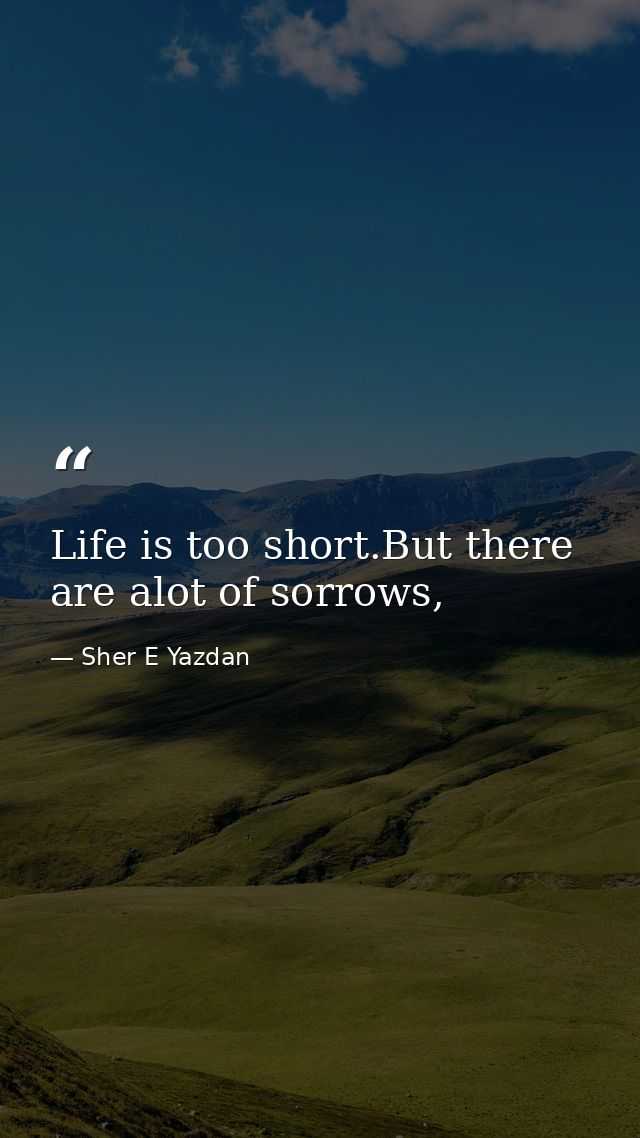 Life is too short.But there are alot of sorrows, — Sher E Yazdan
