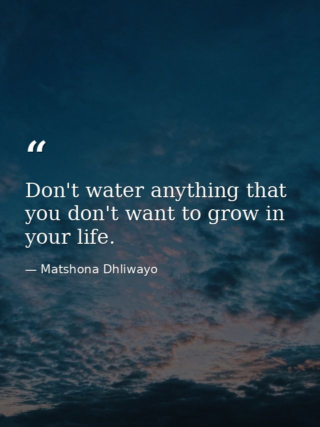 Don't water anything that you don't want to grow in your life. — Matshona Dhliwayo