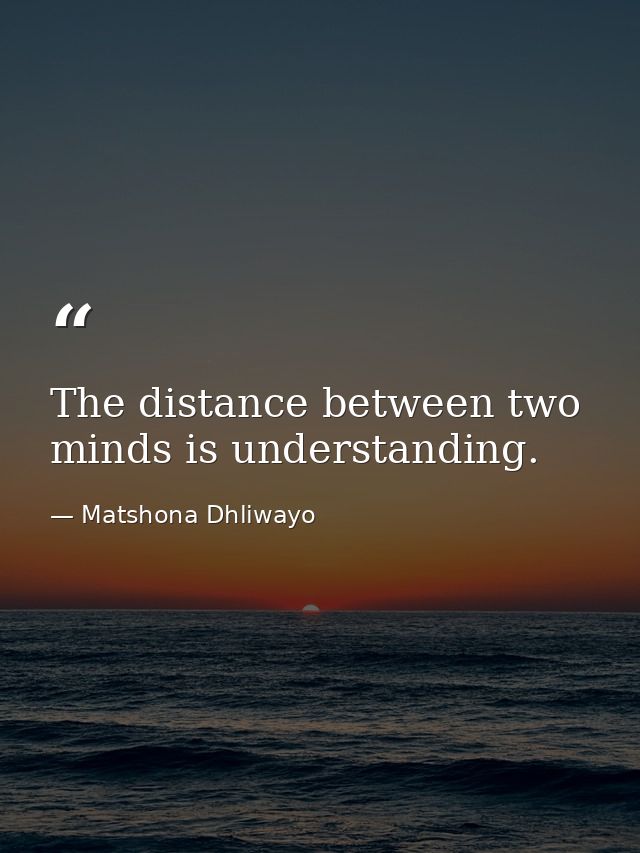 The distance between two minds is understanding. — Matshona Dhliwayo