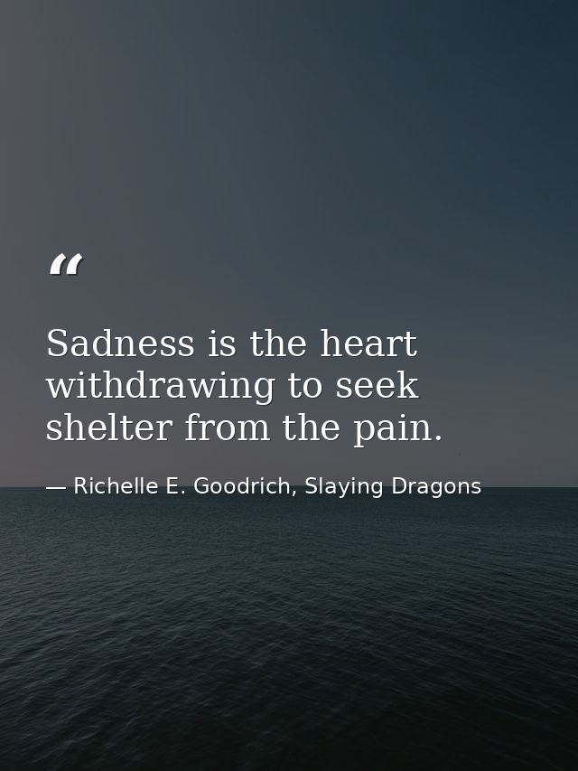 Sadness is the heart withdrawing to seek shelter from the pain. — Richelle E. Goodrich, Slaying Dragons