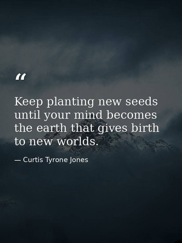 Keep planting new seeds until your mind becomes the earth that gives birth to new worlds. — Curtis Tyrone Jones
