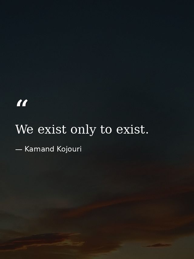 We exist only to exist. — Kamand Kojouri