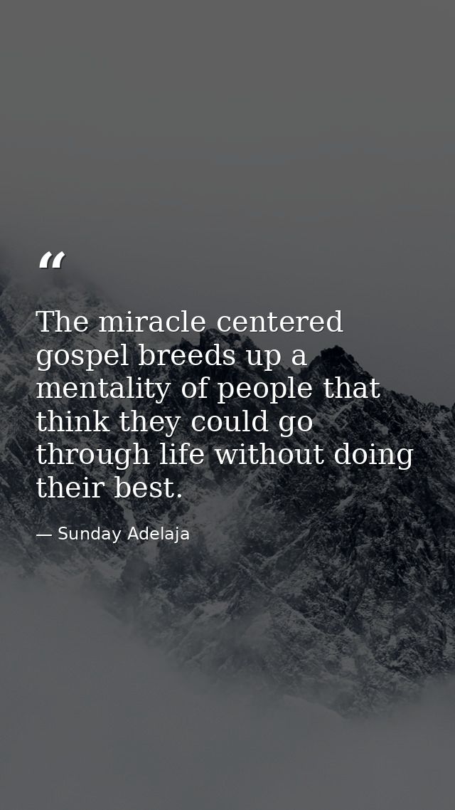 The miracle centered gospel breeds up a mentality of people that think they could go through life without doing their be — Sunday Adelaja