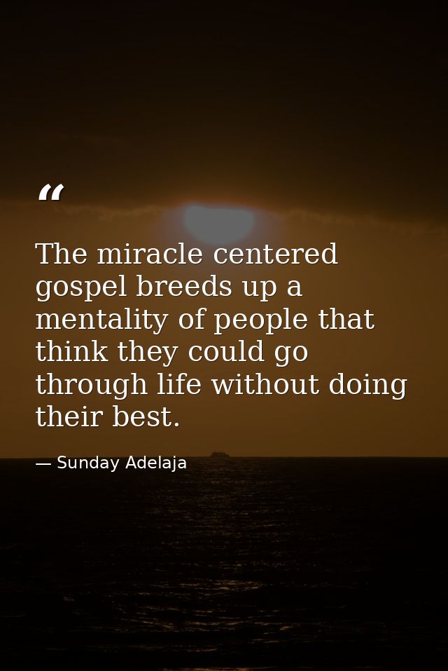 The miracle centered gospel breeds up a mentality of people that think they could go through life without doing their be — Sunday Adelaja