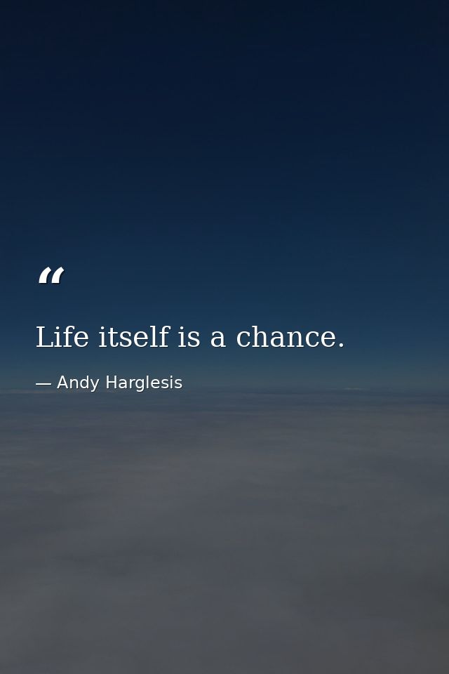 Life itself is a chance. — Andy Harglesis
