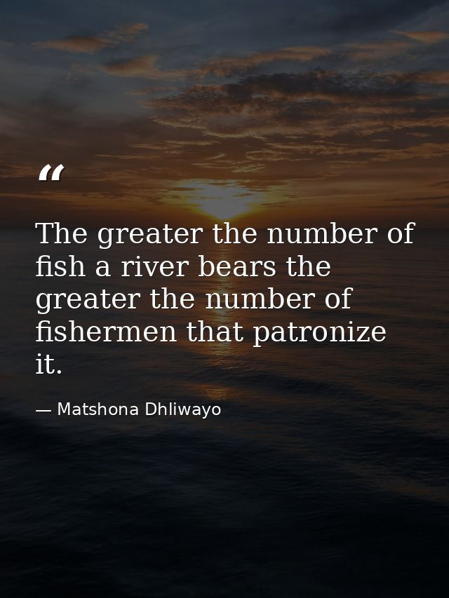 The greater the number of fish a river bears the greater the number of fishermen that patronize it. — Matshona Dhliwayo