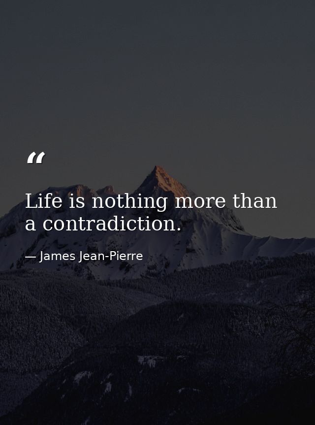 Life is nothing more than a contradiction. — James Jean-Pierre