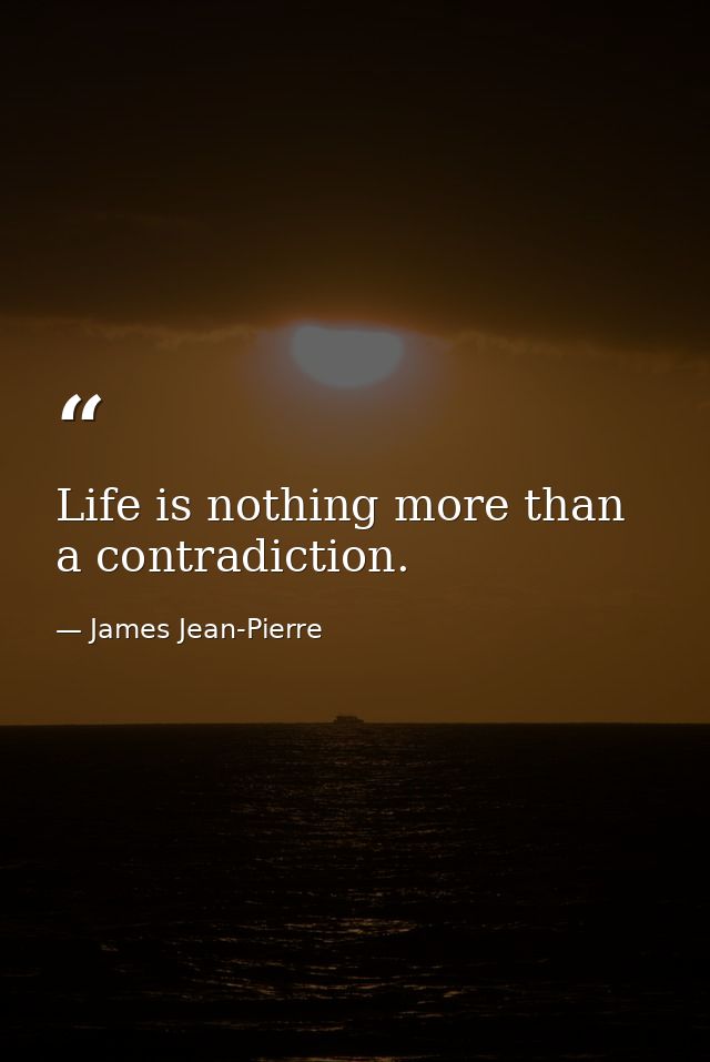 Life is nothing more than a contradiction. — James Jean-Pierre