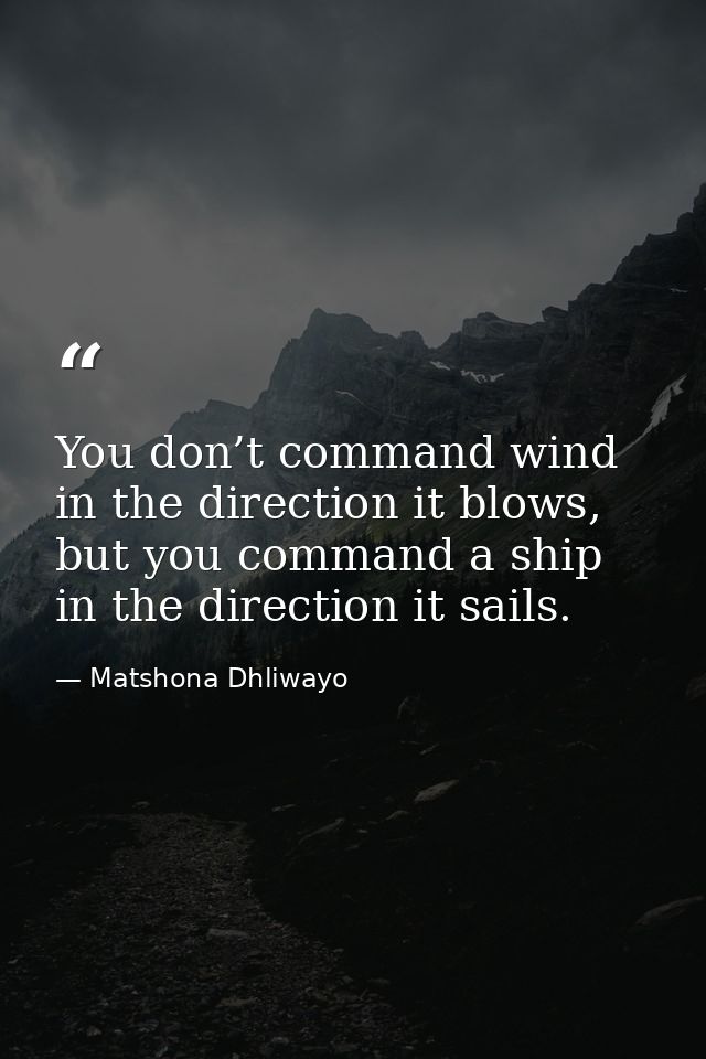You don’t command wind in the direction it blows, but you command a ship in the direction it sails. — Matshona Dhliwayo