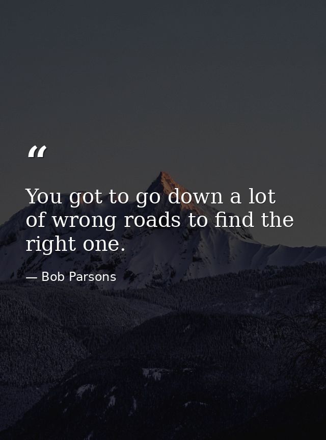 You got to go down a lot of wrong roads to find the right one. — Bob Parsons
