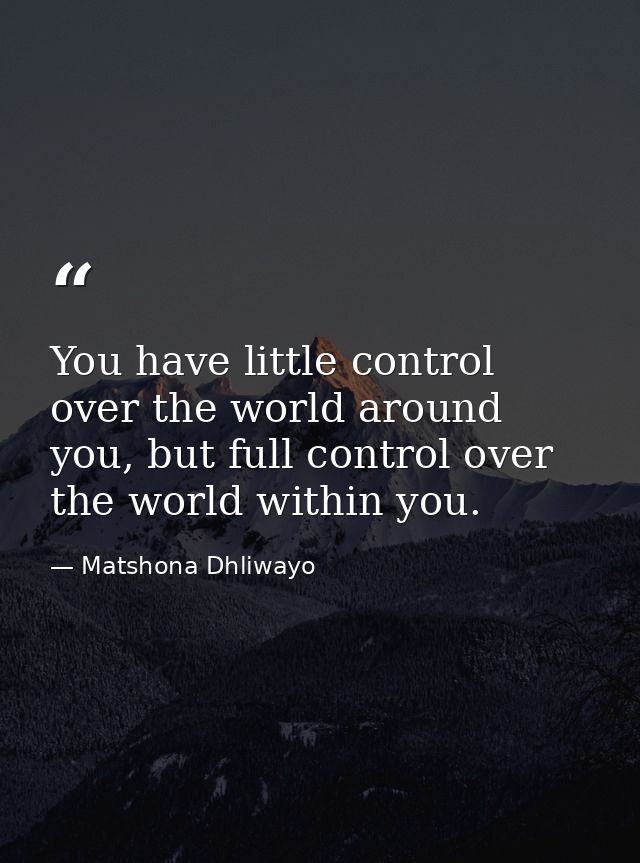 You have little control over the world around you, but full control over the world within you. — Matshona Dhliwayo