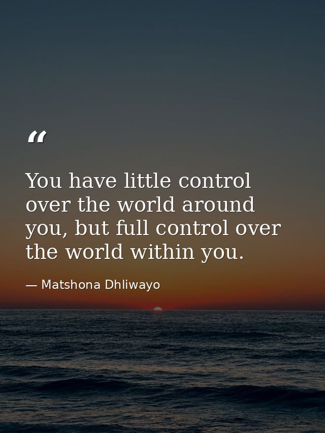 You have little control over the world around you, but full control over the world within you. — Matshona Dhliwayo