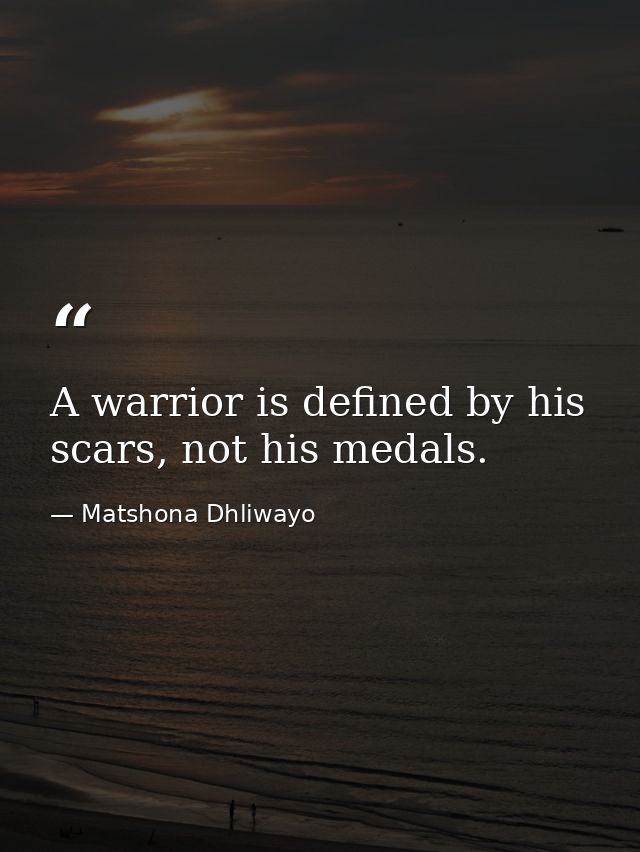 A warrior is defined by his scars, not his medals. — Matshona Dhliwayo
