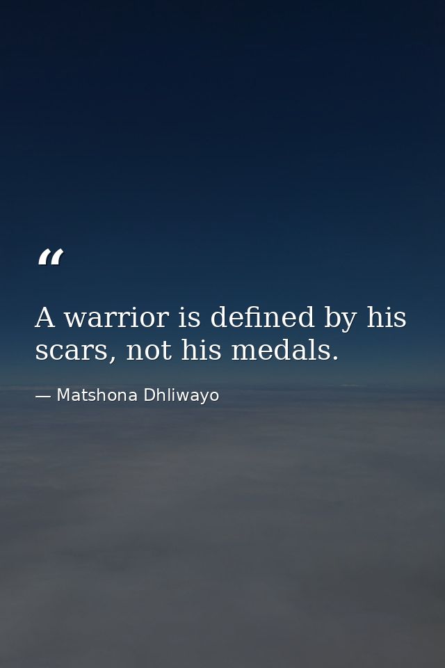 A warrior is defined by his scars, not his medals. — Matshona Dhliwayo