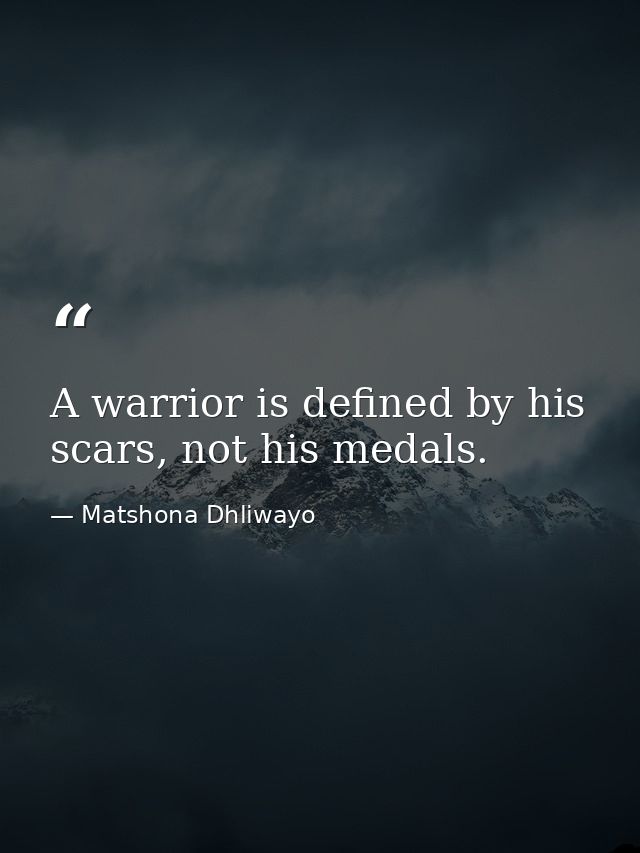 A warrior is defined by his scars, not his medals. — Matshona Dhliwayo