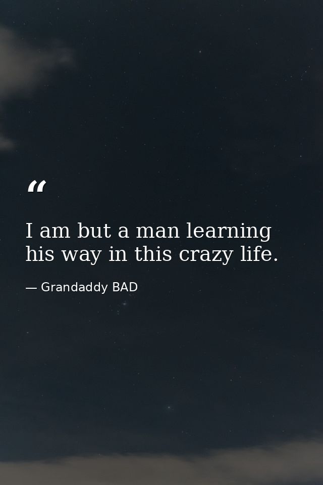 I am but a man learning his way in this crazy life. — Grandaddy BAD